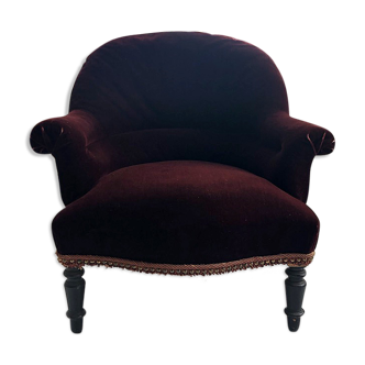 Fauteuil Napoléon III velours bordeaux