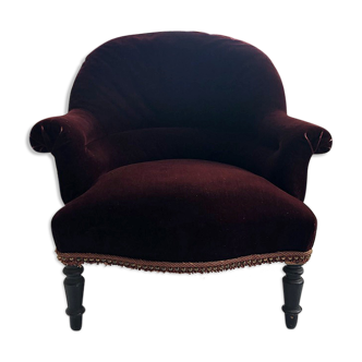 Napoleon III burgundy velvet armchair