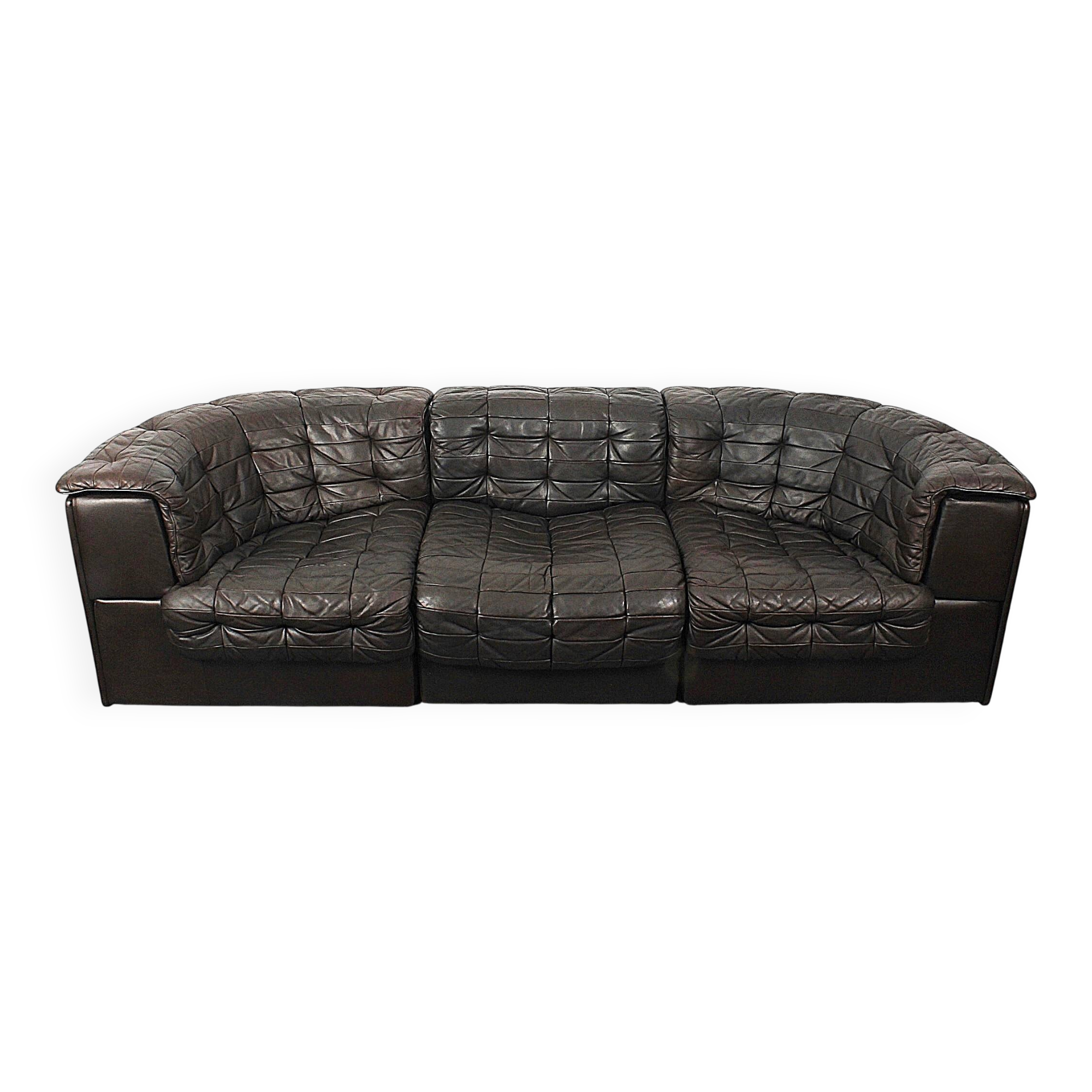 Canapé trois places De Sede DS-11 en cuir marron chocolat