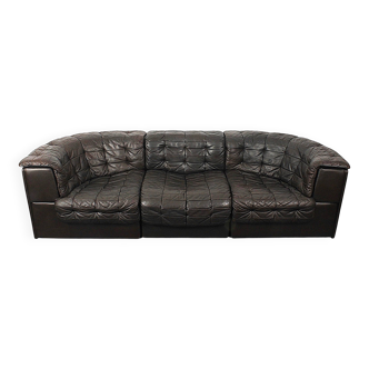 Canapé trois places De Sede DS-11 en cuir marron chocolat