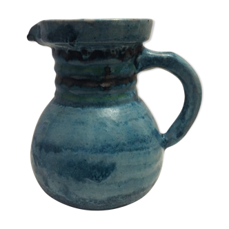 Pichet ancien en céramique bleu