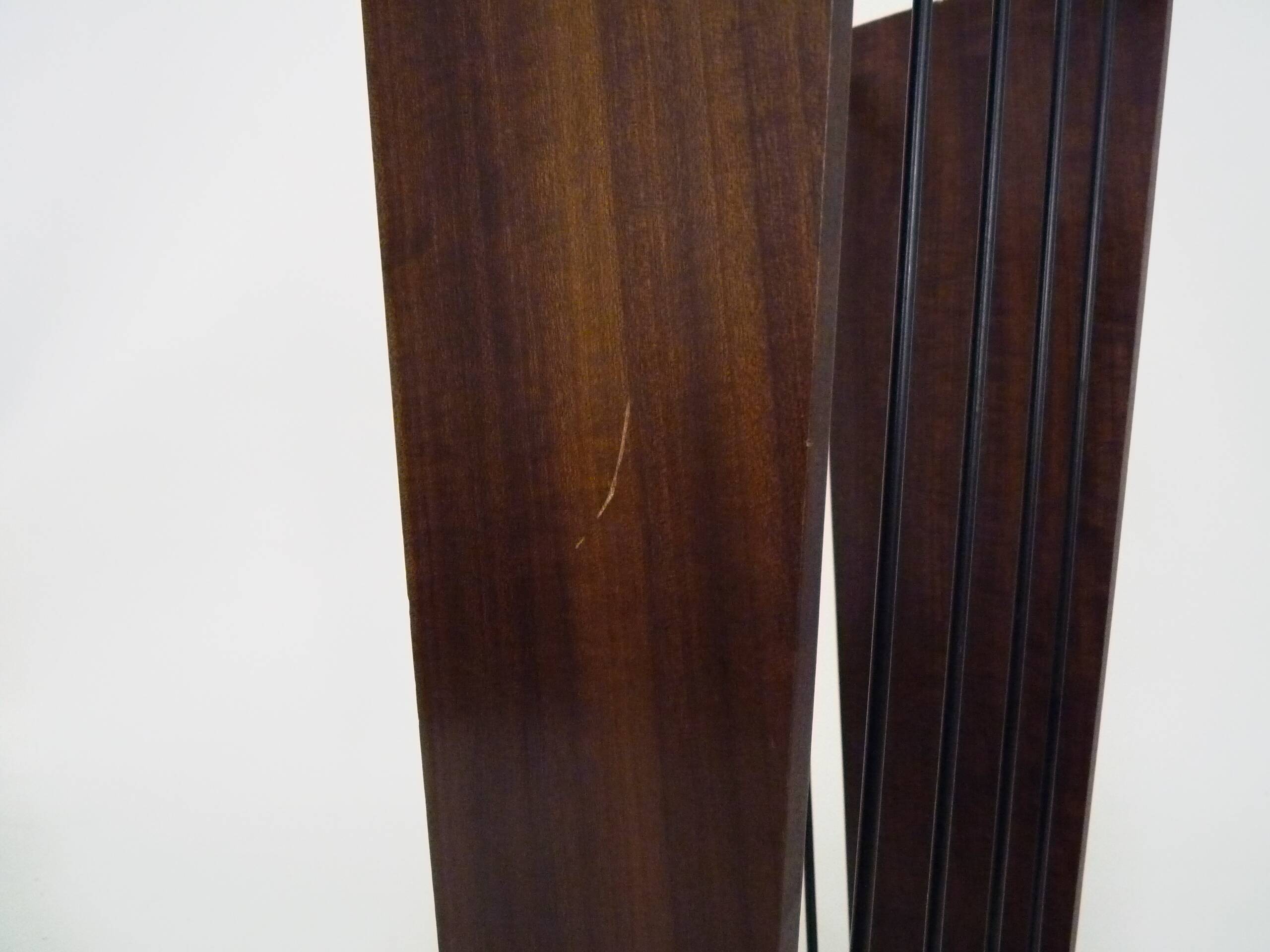 Umbrella stand, walking stick holder in brass, teak and metal, Germany, 1960s