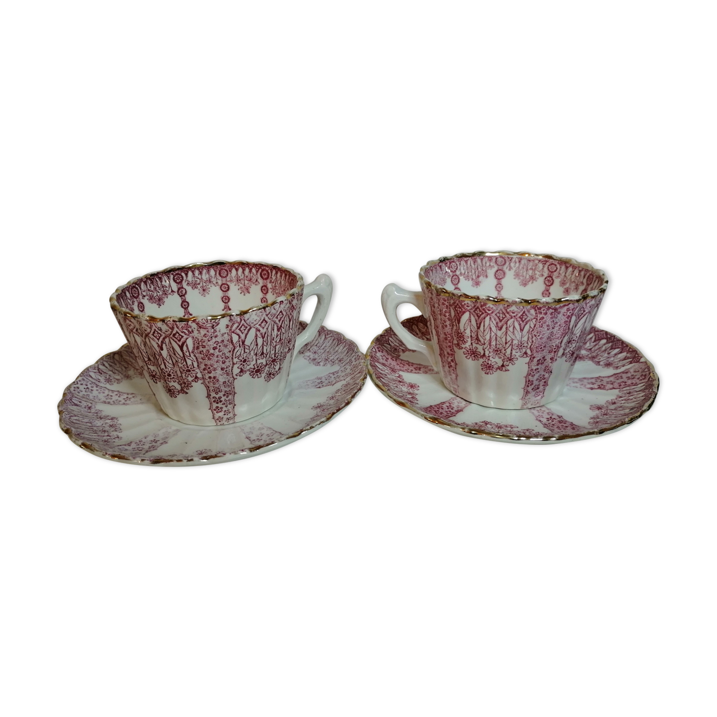 Tête à tête en porcelaine rose Luneville