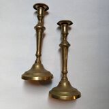 Pair of antique brass candlesticks Scandinavian countryside candlesticks