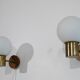 Pair of danish vintage teak and opaline wall lamps 1960