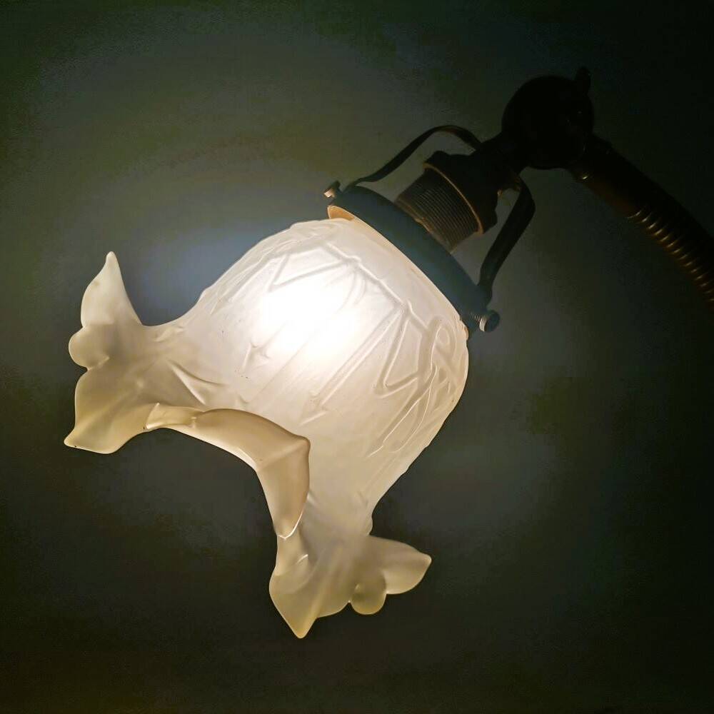 Art Nouveau brass flexible table lamp