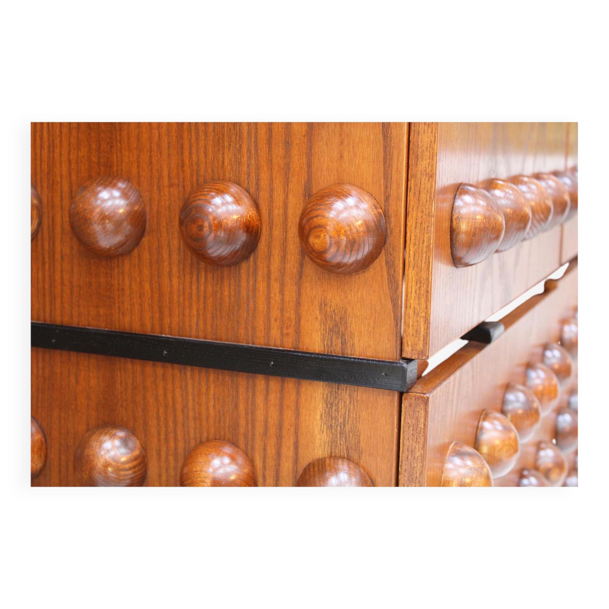Brutalist Style Italian Dry Bar made of Oak Wood, Hand-carved Drinks Cabinet