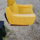 Armchair of the 70s velvet base sleigh in solid mahogany