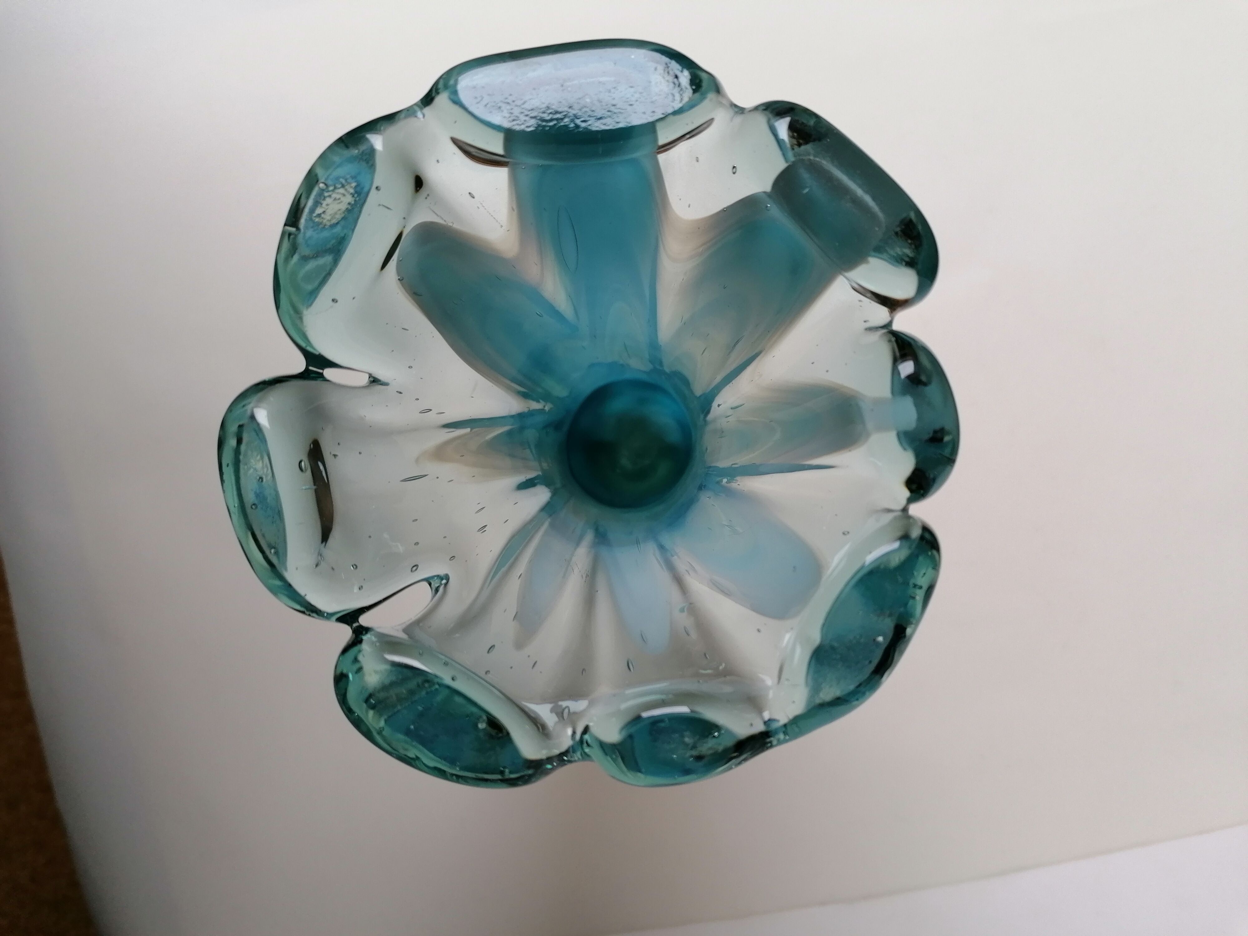 Murano blue glass paste vase