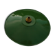 Old suspension in green enamelled sheet metal and brass socket to hang