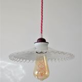 Pleated opaline suspension, pink cord