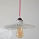 Suspension opaline plissée cordon rose