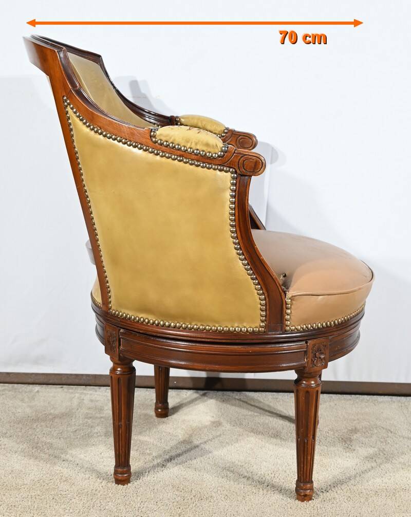 Beech Swivel Office Armchair, Louis XVI style – Late 19th century