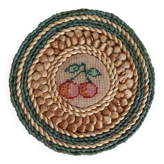 Coaster or bohemian wall decoration straw and rope