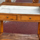 Walnut and marble dressing table, mercury mirror, circa 1850.