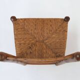 French Wabi-Sabi wood and wicker side Chair, 1850s