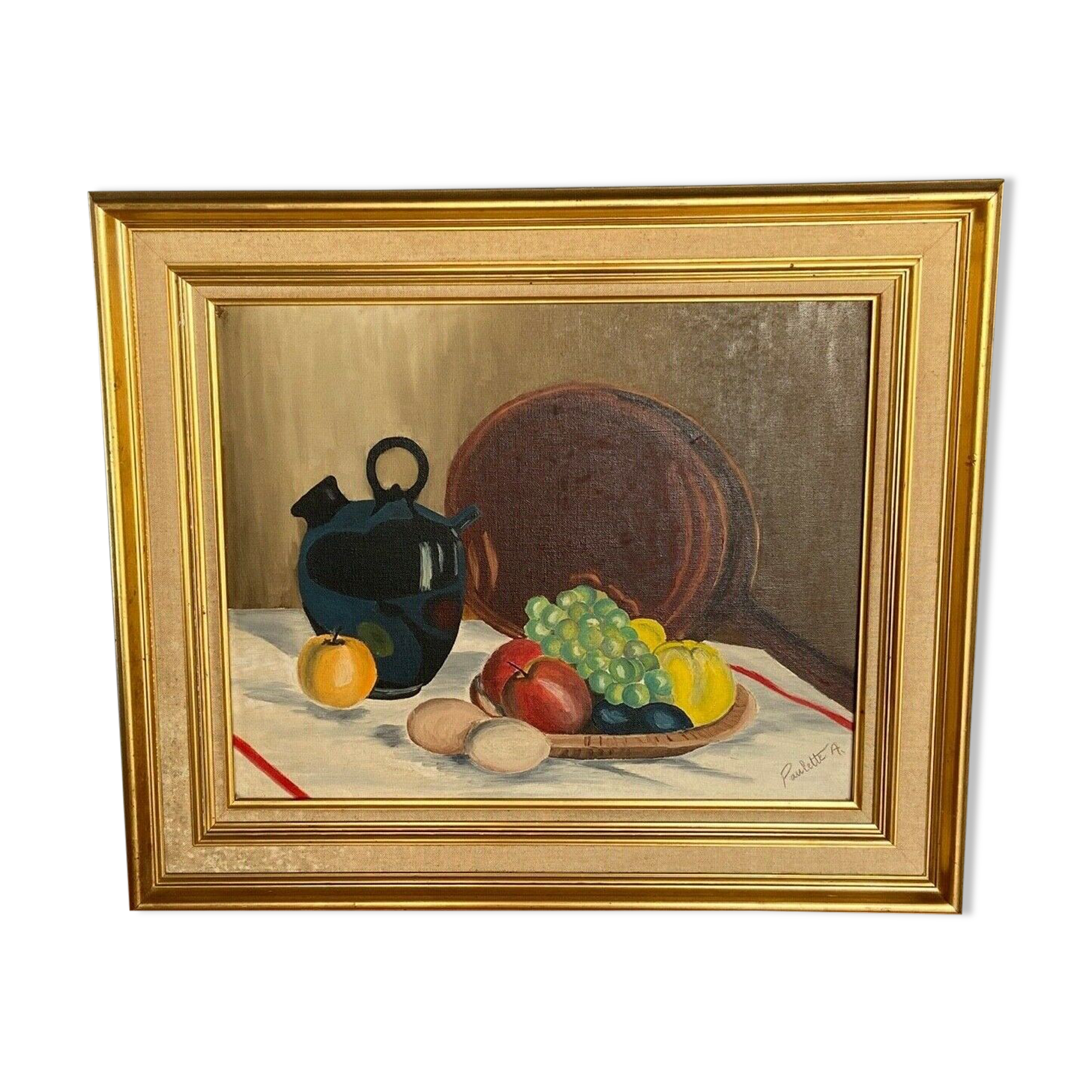 Oil on isorel by paulette a still life with xxth fruit