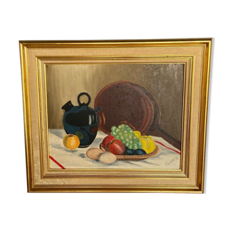 Oil on isorel by paulette a still life with xxth fruit