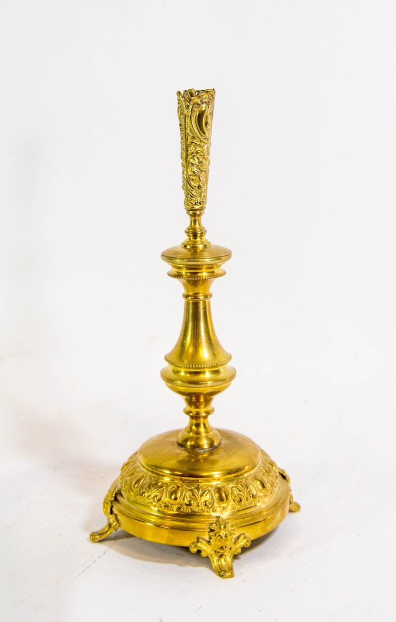 Art nouveau table vase in brass and opaline glass