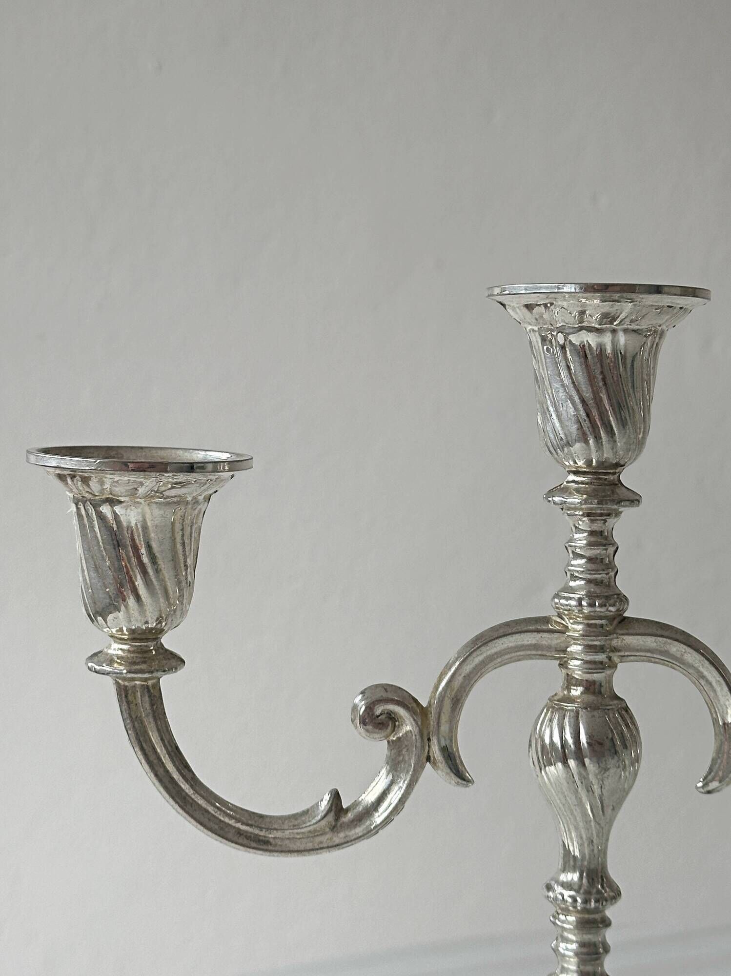Silver three-branch candelabrum