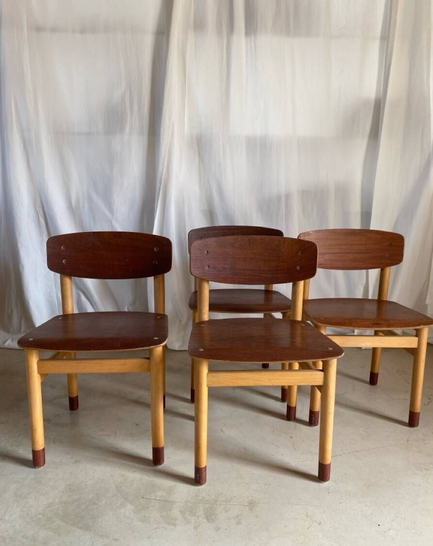Quatre chaises basses Kvetny et Sonners Stolefabrik Danemark 1960