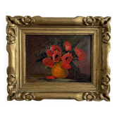 Oil on panel by Suefirier 1933 still life with poppies