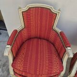 Pair of Louis XVI style bergère armchairs, antique.