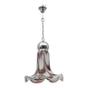 AVMazzega Mid-Century Modern Italian Murano Glass and Steel Pendant, 1970s