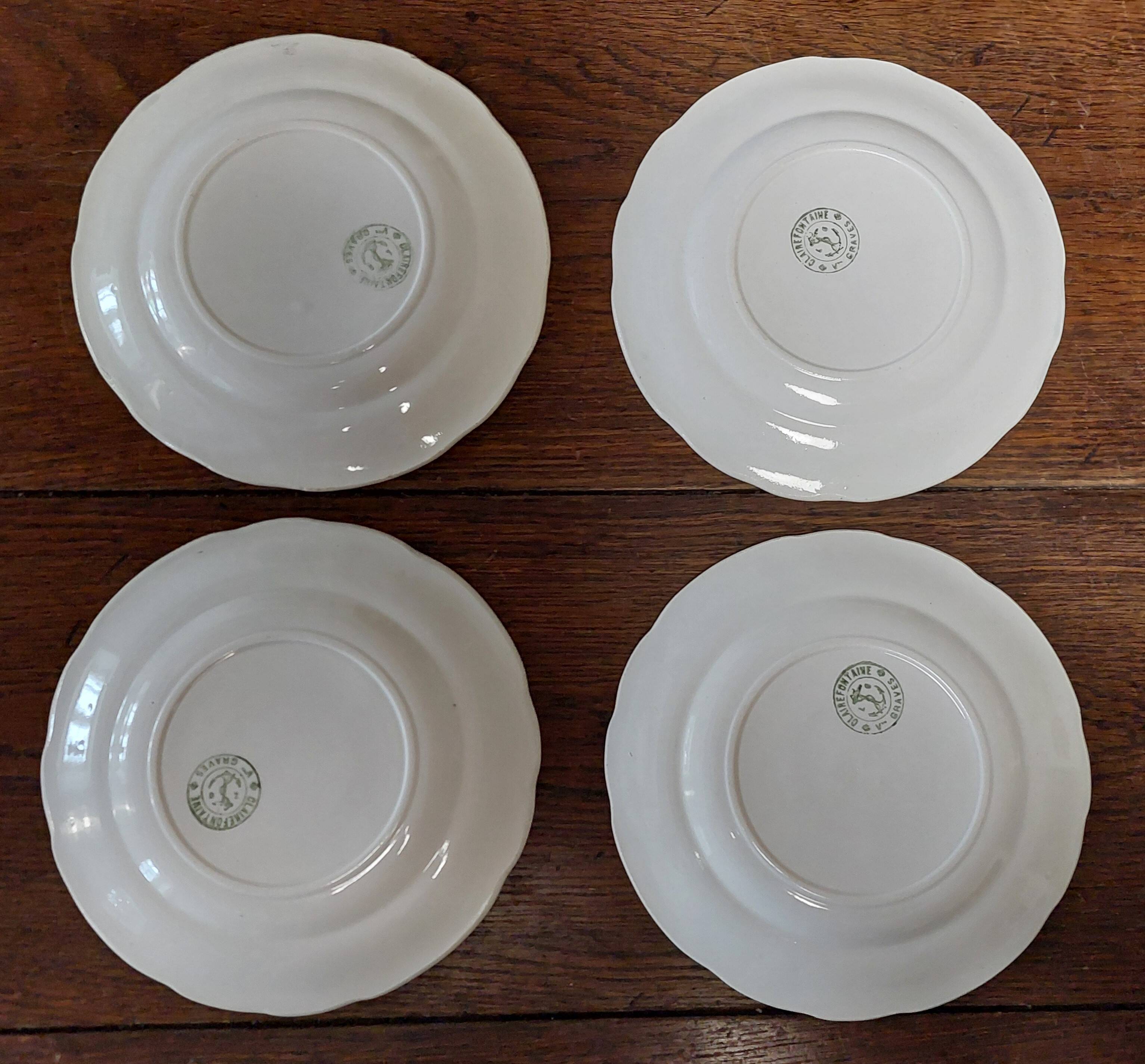 Dessert plates set of four Clairefontaine pear barbotine