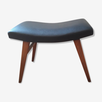 Repose-pied bois et simili cuir