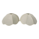 Paire de suspensions fleurs en tissu beige