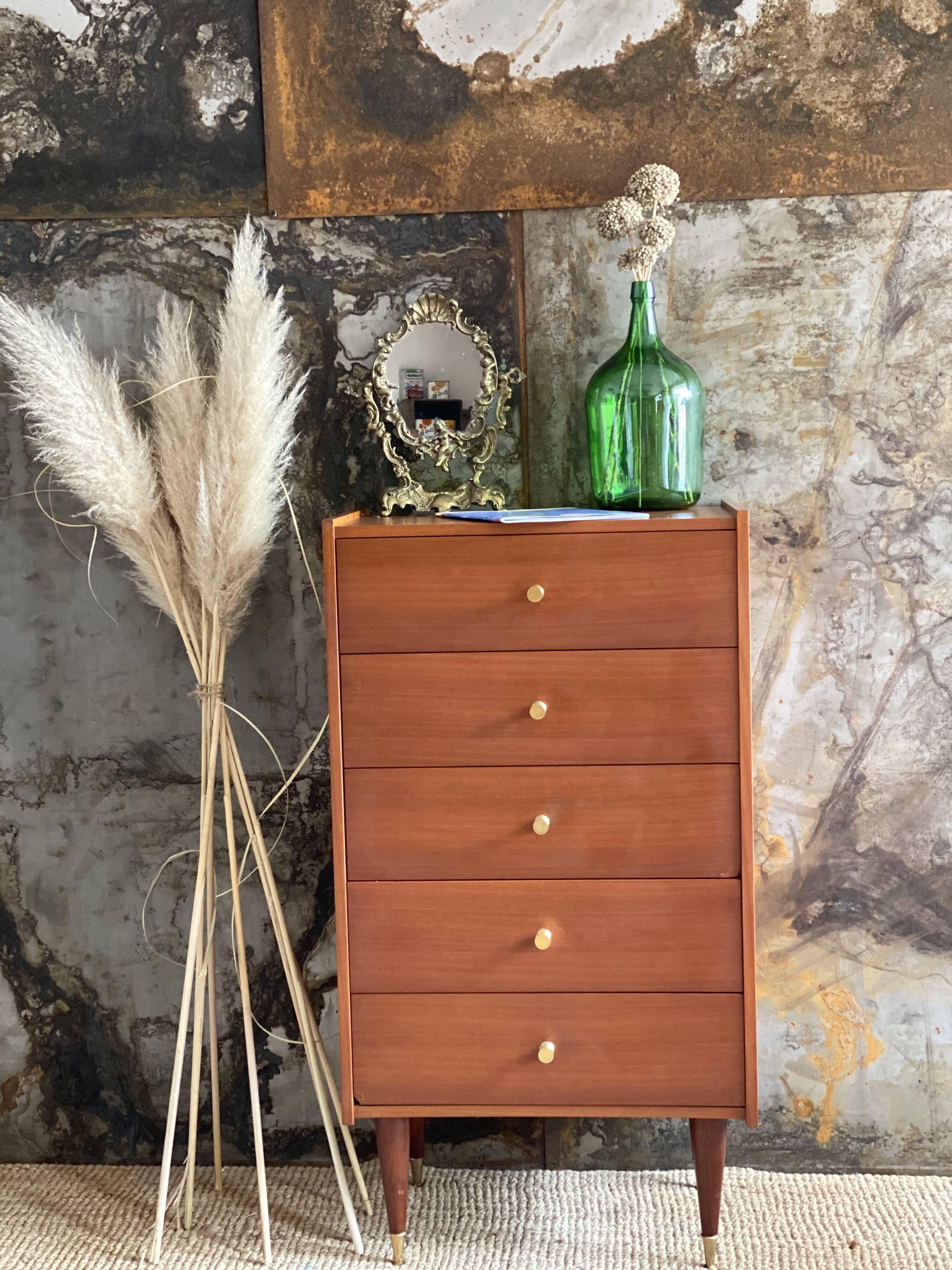 Wood & brass dresser
