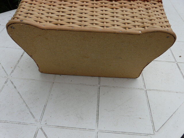 Vintage sewing box wicker bamboo 1950