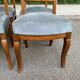 6 Biedermeier chairs in solid walnut and blue velvet, 1840