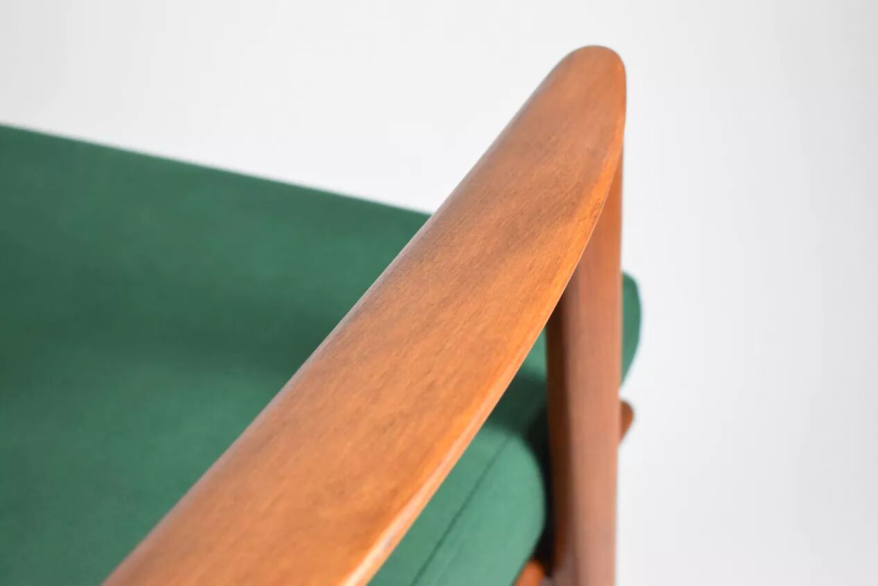 Fauteuil scandinave restauré d'origine, icône des années 60, velour