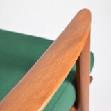 Fauteuil scandinave restauré d'origine, icône des années 60, velour