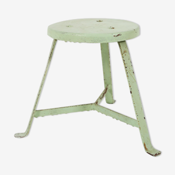 Tabouret vert industriel Ca.1930