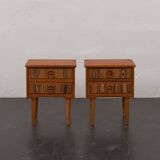 Mid-century teak bedside tables with rosewood inlays, Denmark 1960s