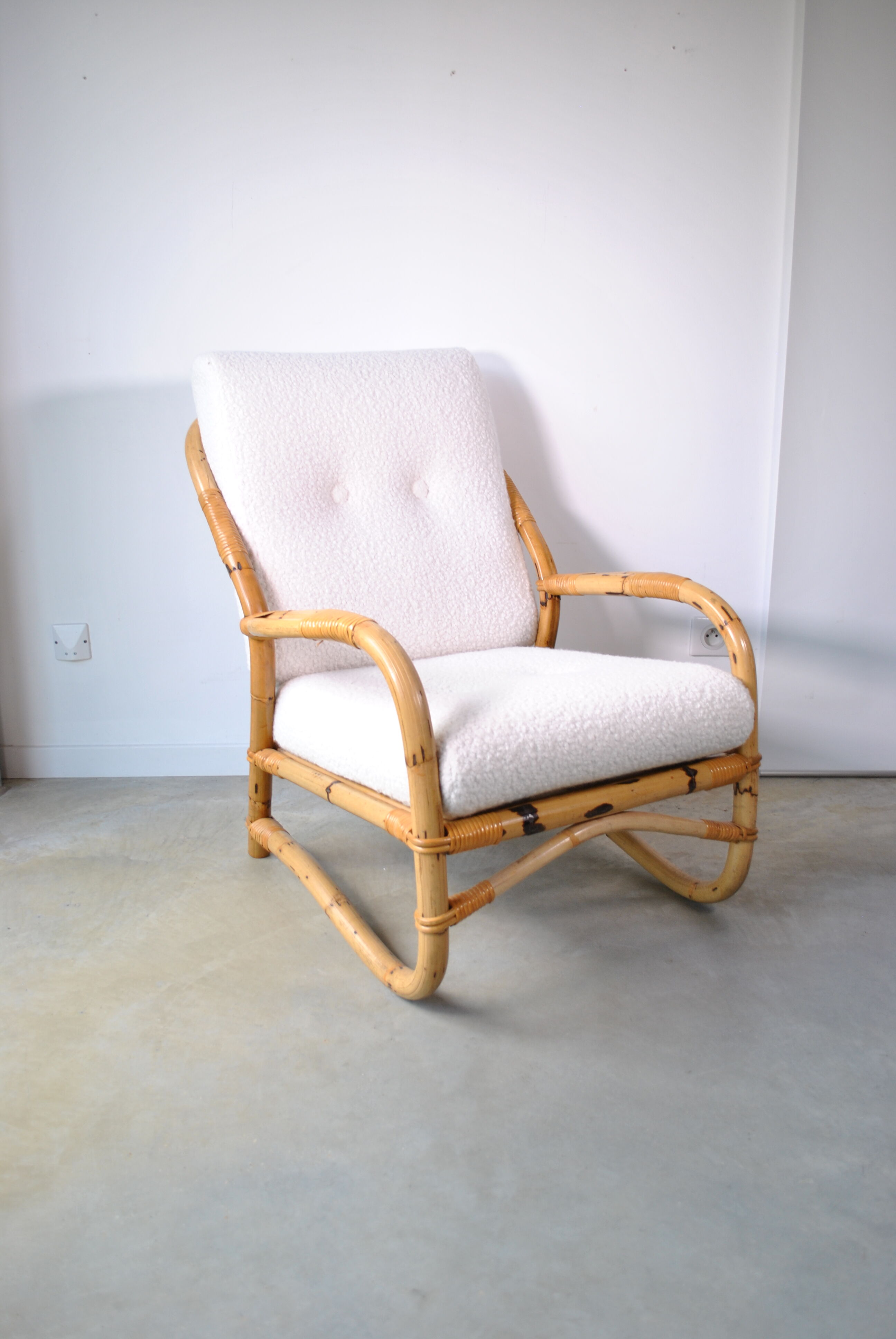 Bamboo armchair rattan buckle 1970