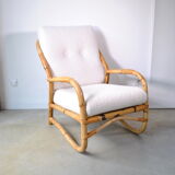 Bamboo armchair rattan buckle 1970