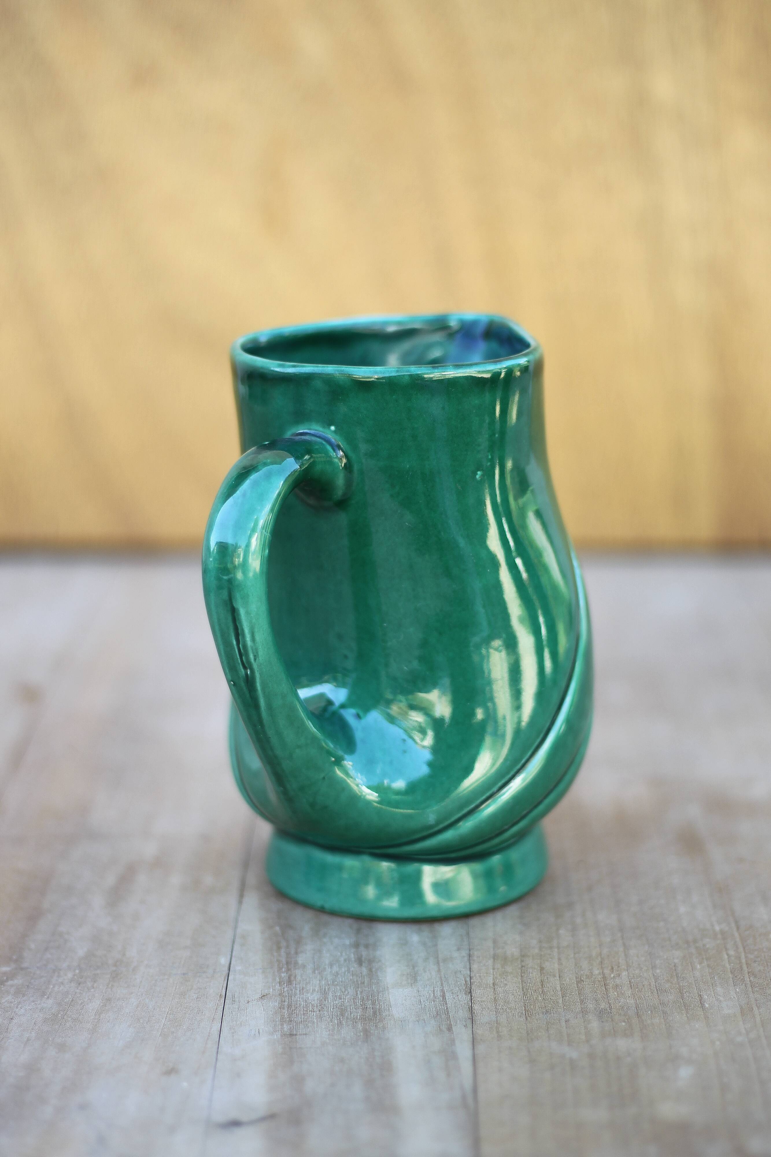 Vintage pitcher, vintage vase, Poët Laval turban model pitcher, PL France, vintage carafe, decoration