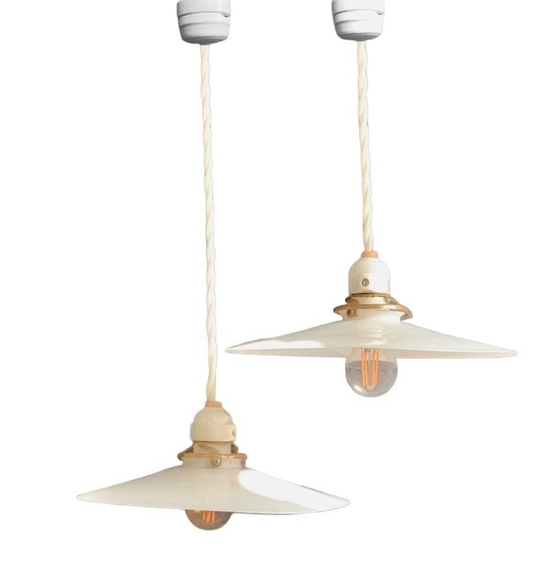 Pair of opaline bistro 1920 porcelain sockets