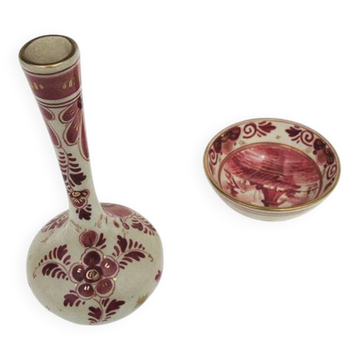 Antique vase & dish in red Delft pottery – Regina