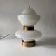 Large table lamp or floor lamp in opal glass and brass body, 1960s, Italy.