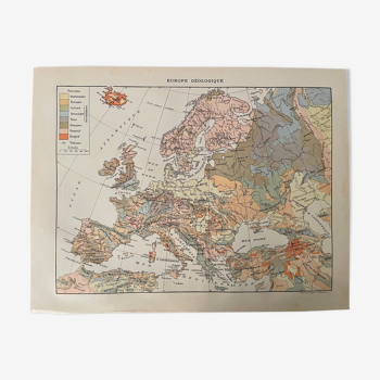 Old map of geological Europe from 1897