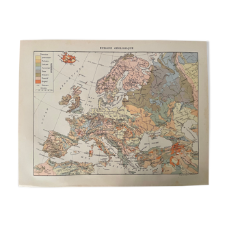 Old map of geological Europe from 1897