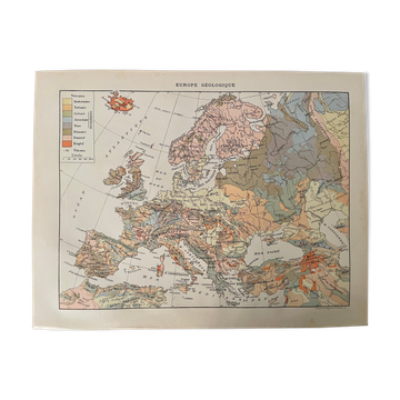 Old map of geological Europe from 1897
