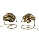 Hollywood regency set of 2 brass leaves table lamps, Bottega Gadda Italy, 1970s