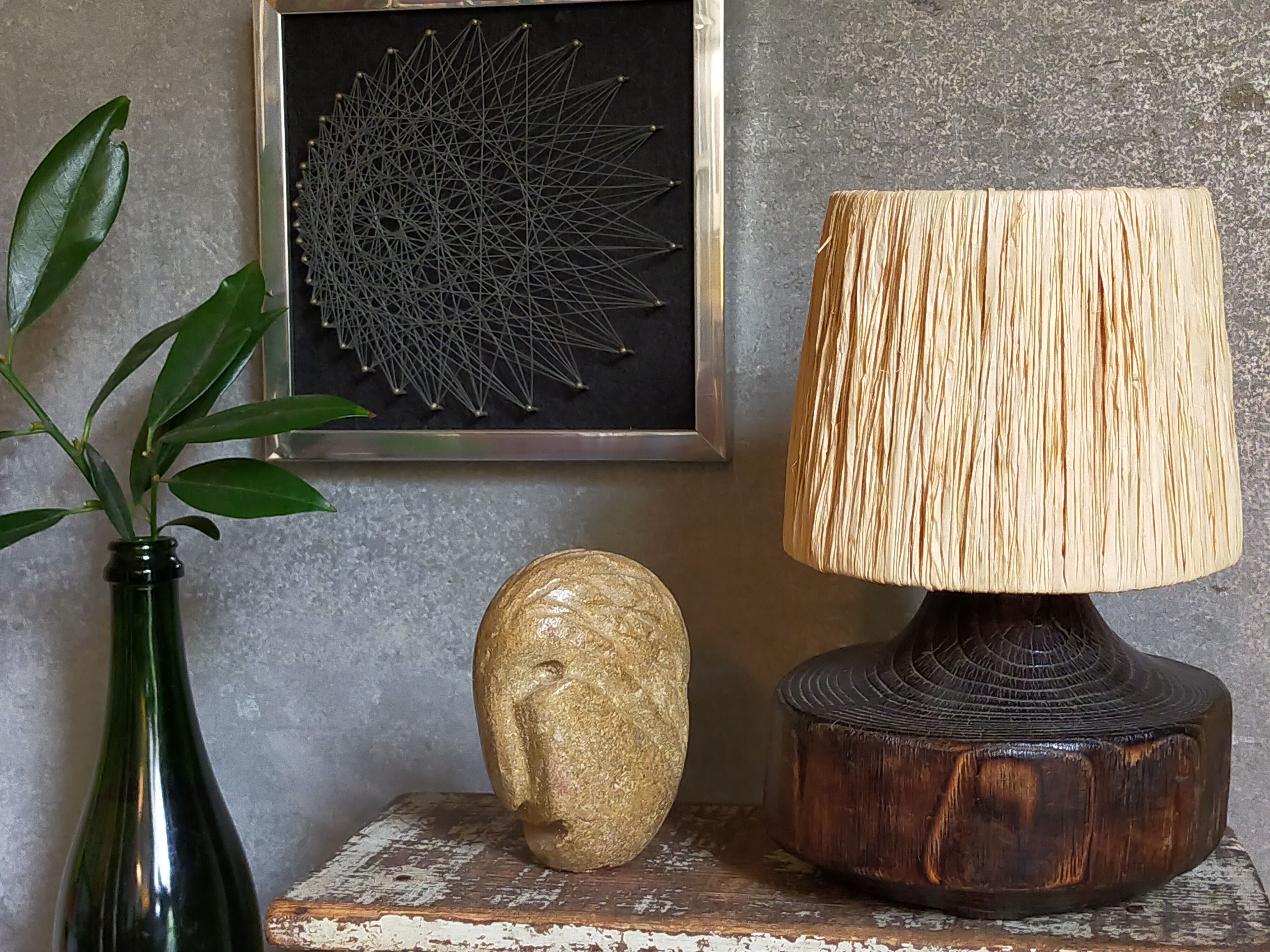 Brutalist free-form lamp in solid wood 60s