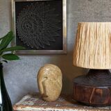 Brutalist free-form lamp in solid wood 60s